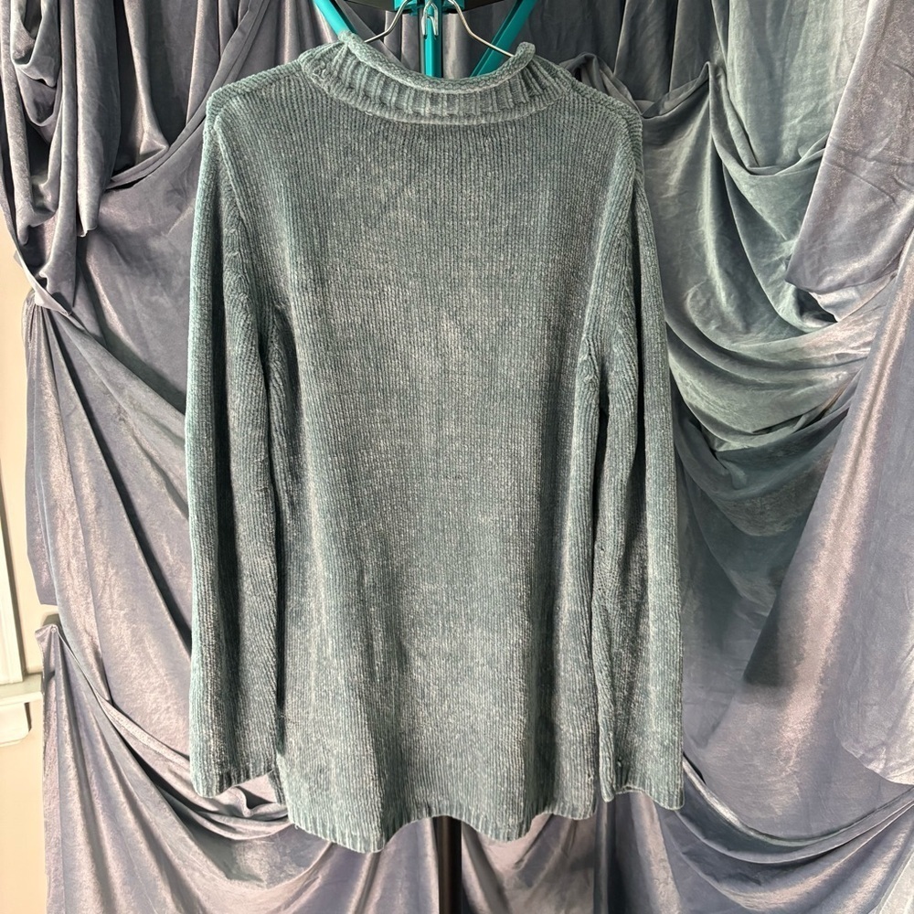 Vintage emily rose chenille knit oversized blue sweater size small - Picture 2 of 7